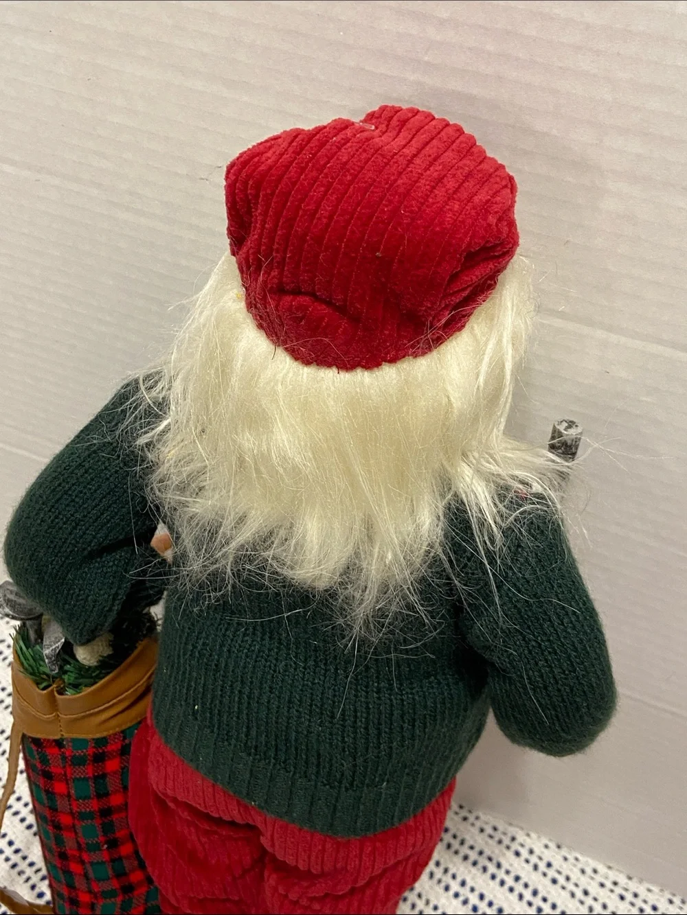 Santa Golf Figurine Red Corduroy Pants & Hat Argyle Sweater Golf Club Bag & Ball